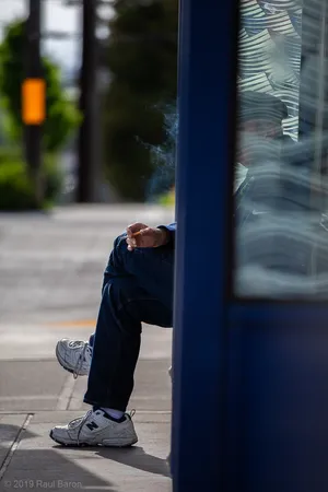 A photograph titled Bus Stop